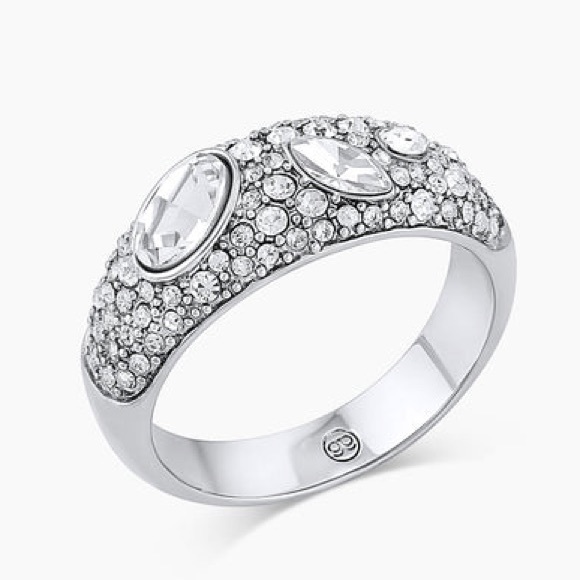 Gorjana Rhodium Plated Brass Genuine White Crystals Kingston Cocktail Ring New - Picture 2 of 5